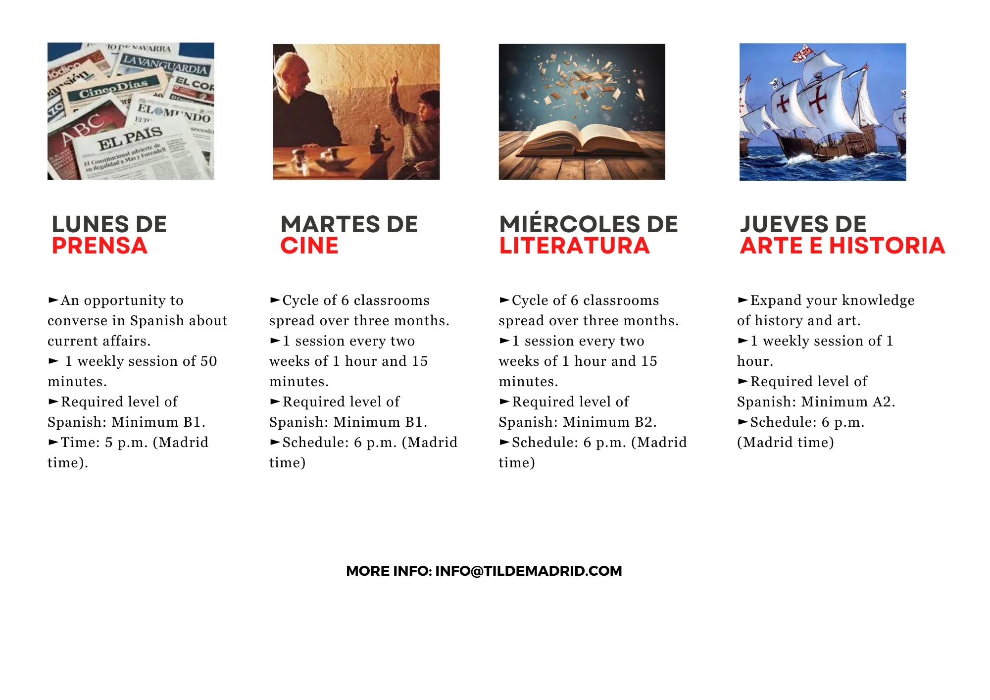 Timetables and other details